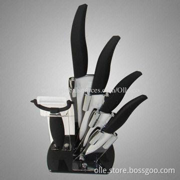 4-piece White Blade Ceramic Knife with Stand and Peeler